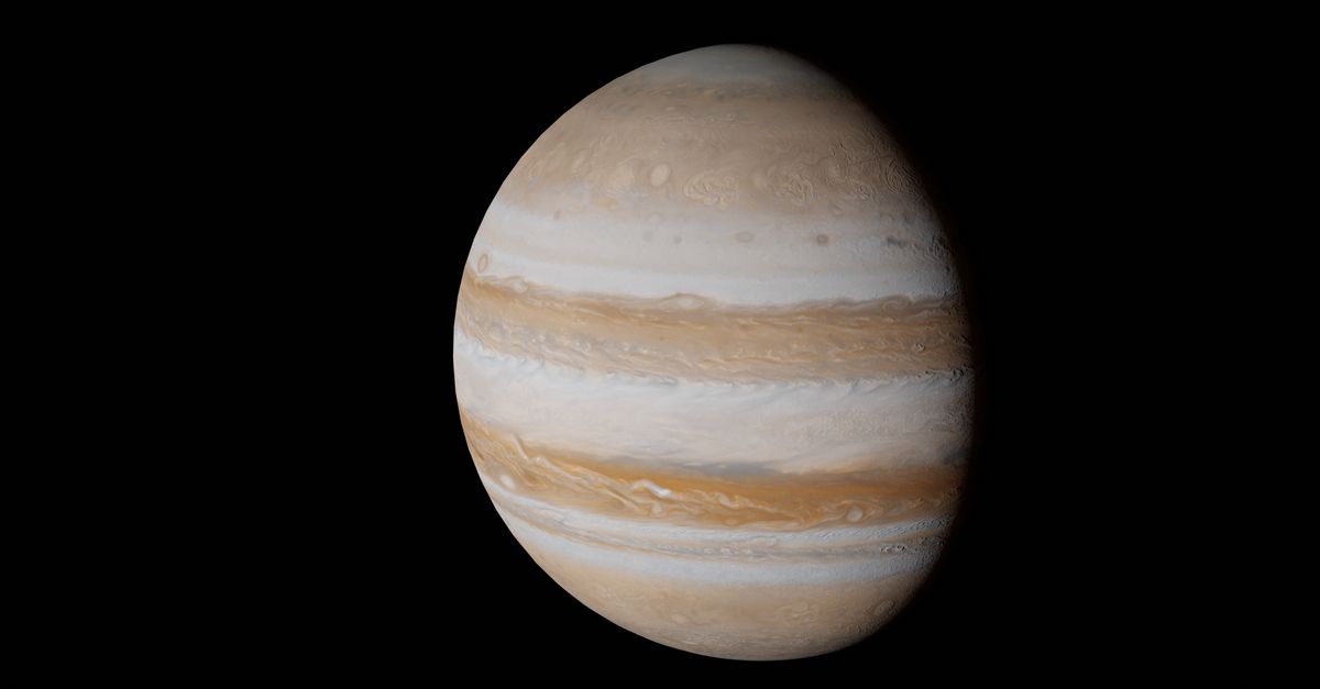 High-resolution image of Jupiter adorned with its iconic bands against a black background.